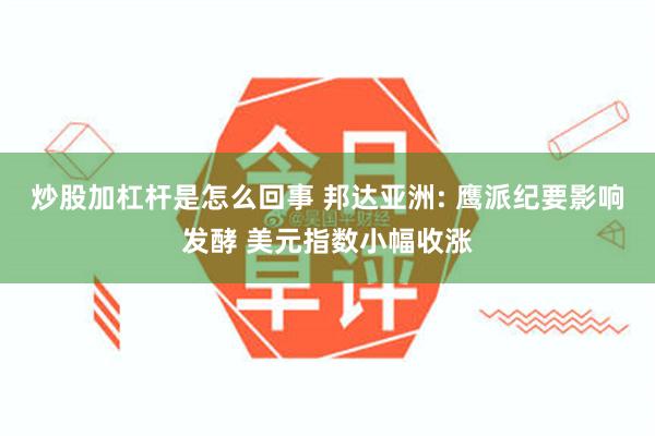 炒股加杠杆是怎么回事 邦达亚洲: 鹰派纪要影响发酵 美元指数小幅收涨