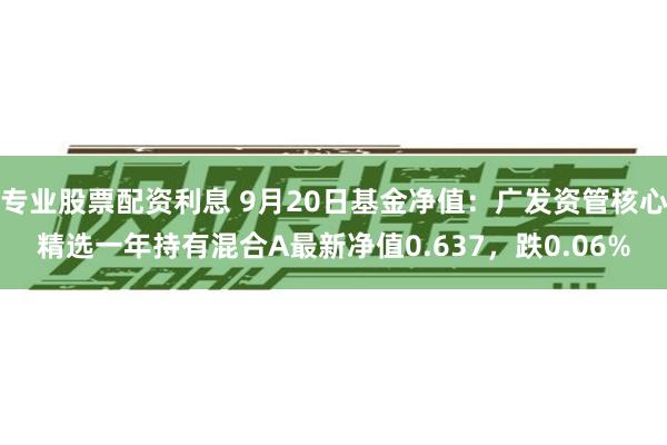 专业股票配资利息 9月20日基金净值：广发资管核心精选一年持有混合A最新净值0.637，跌0.06%