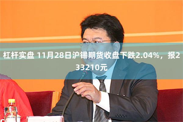 杠杆实盘 11月28日沪锡期货收盘下跌2.04%，报233210元