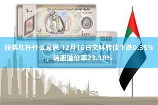 股票杠杆什么意思 12月16日文科转债下跌0.35%，转股溢价率23.18%